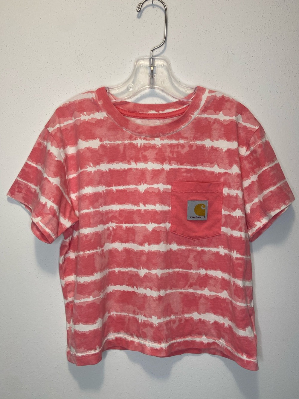 Carhartt Kids Coral and White Tie-Dye Pocket Tee